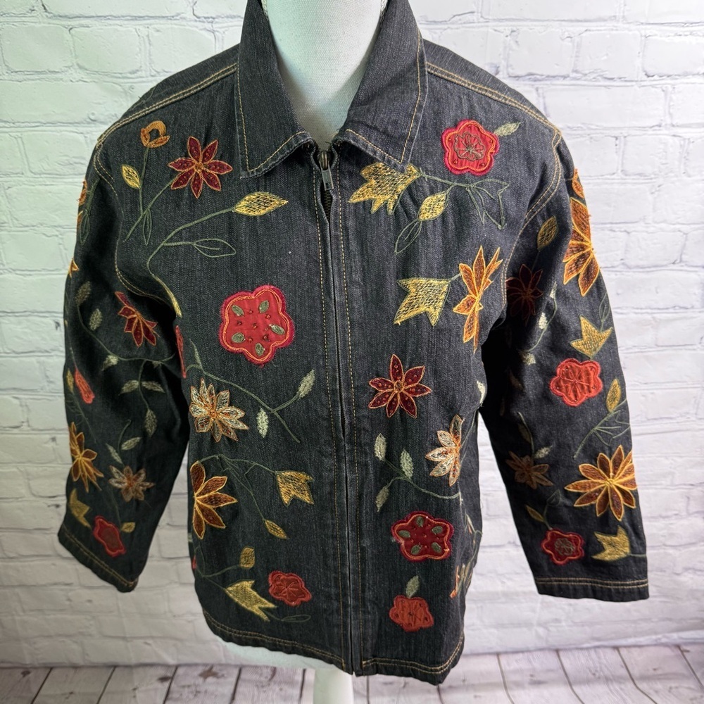 CHICO’S Design Fall Vintage Denim Jacket Medium